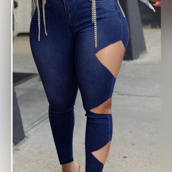 Denim - NEW||Women’s highrise skinny denim jeans side cut out
